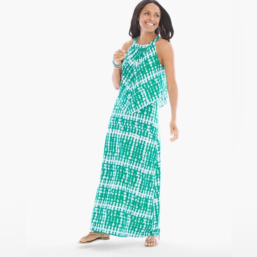 Chicos Turquoise Tie-Dye Maxi Dress